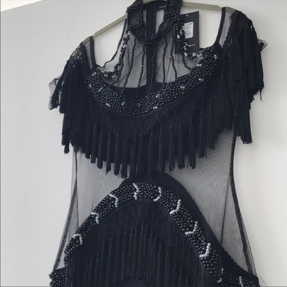 NWT Beaded/Mesh Mini Dress - Picture 2 of 3